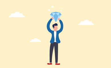 illustration of a businessman achieving success, solutions to solve problems and overcome obstacles, connecting or linking bridges to help achieve success.