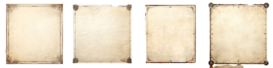 Old mediaeval paper sheet  Hyperrealistic Highly Detailed Isolated On Transparent Background Png File - obrazy, fototapety, plakaty