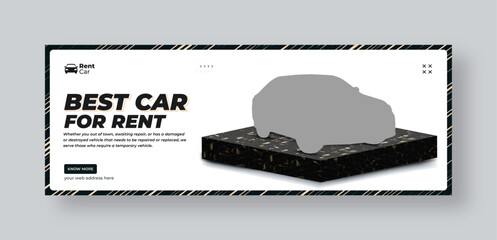Car rent social media facebook cover web banner template - obrazy, fototapety, plakaty