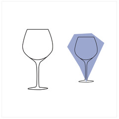 Drink wine glass icon .closeup of a cape cod cocktail or vodka cranberry on a blue background. Hand Drawn Doodled Christmas Element.