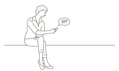 Happy young woman hold smartphone