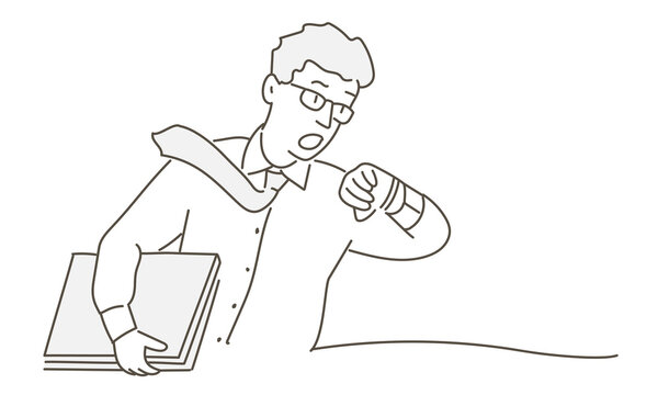 recommend clip art: Man late looking at his watch.