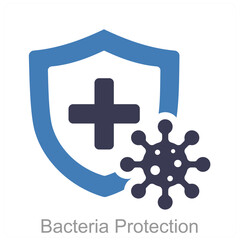 Bacteria Protection and protect icon concept 