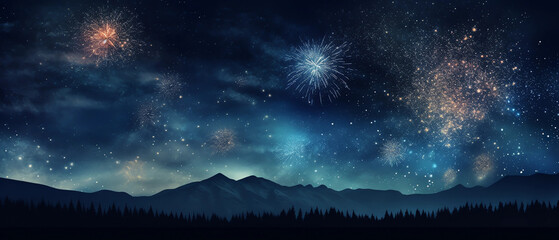 Naklejka premium Fireworks over the horizon