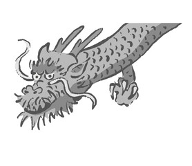 墨絵タッチの手描き辰のイラスト