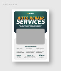 auto repair shop service flyer template, car rental service or car wash leaflet, poster print template