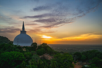 Mihintale on the hilltop in Anuradhapura, Sri Lanka at dusk