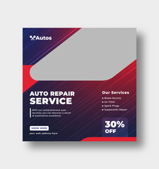 auto repair shop service, car rental service or car wash social media post web banner template