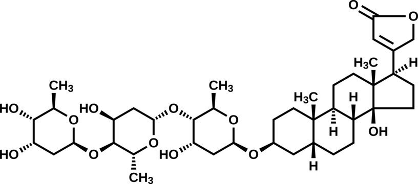 Digoxin structural formula, vector illustration 