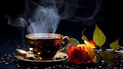 cup of coffee with rose