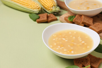 Corn soup, concept of tasty lunch food