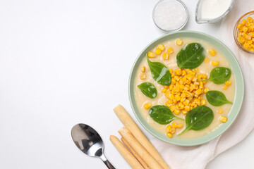 Corn soup, concept of tasty lunch food
