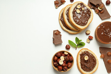 Bread with chocolate paste - tasty breakfast or morning food