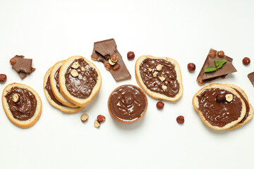 Bread with chocolate paste - tasty breakfast or morning food