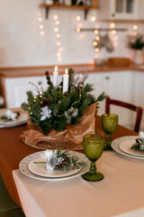 Christmas table setting. Holiday Decorations