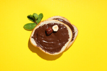 Bread with chocolate paste - tasty breakfast food