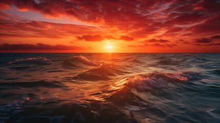 Fototapeta na wymiar nature water sunset ocean landscape illustration sea sun, evening light, beautiful horizon nature water sunset ocean landscape