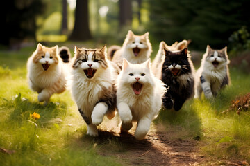 A Vibrant Wallpaper of a Joyful Group of Kittens Frolicking in the Park, High Quality Wallpaper,HD Wallpaper
