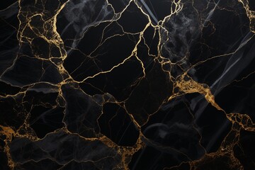 Elegant Contrast: Black Marble Background Adorned with Delicate Golden Veins
