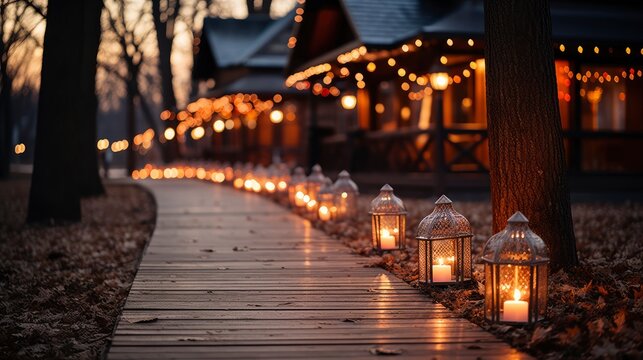 A Holiday Village With Enchanting Christmas Light, Background Images , Hd Wallpapers, Background Image