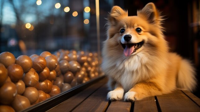 A Joyful Pet Playing Near Christmas Lights Pet, Background Images , Hd Wallpapers, Background Image