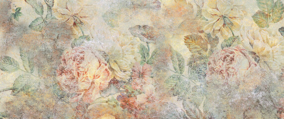 Vintage flowers background, colorful wallpaper