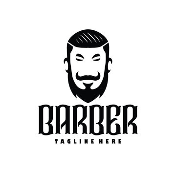 barber head and mustache logo