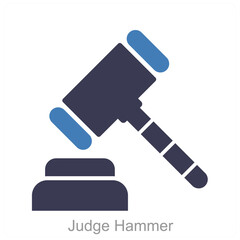 Judge Hammer and law icon concept