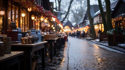 Fototapeta na wymiar A Picturesque Village Market With Festive Christmas, Background Images , Hd Wallpapers, Background Image