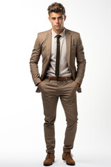 Full body young man wears various business clothes made with AI