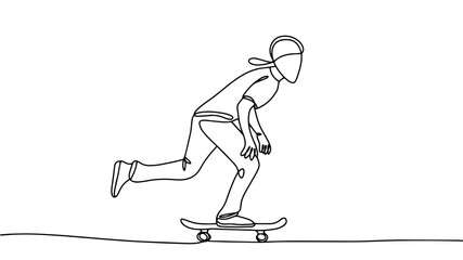 Skater. Boy. Trick. Skating. One line