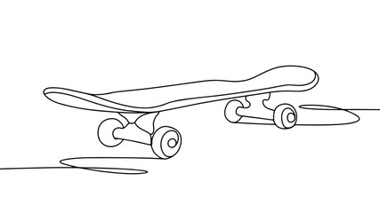 Skateboard. Board for skiing. Skateboarding. One line