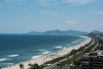 Looking at the beaches of Barra de Tijuca, in Rio de Janeiro from above