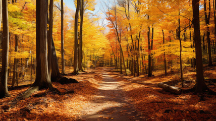 Fototapeta premium Autumn Tranquility - Fall Foliage Retreat