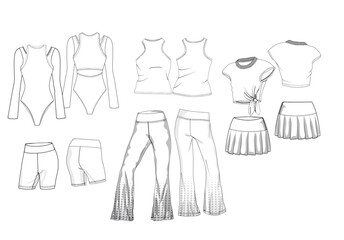 women sketches apparel sets clothing