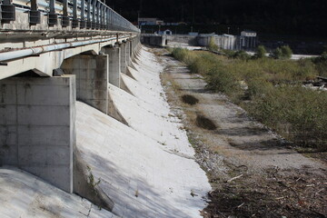Water drainage from hydroelectric dam.