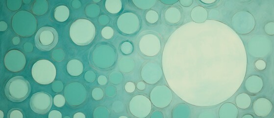 Faded texture shades of pastel green colored round circles within circles, minimal teal background geometric shapes illustration.  - obrazy, fototapety, plakaty