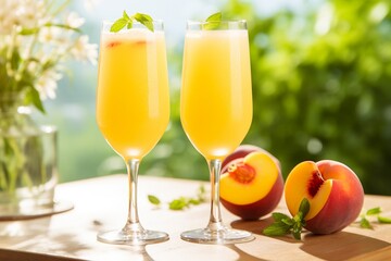 Fototapeta premium Summertime Peach Mimosas and Bellinis