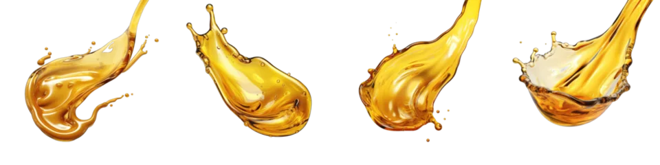 Fotobehang Pouring oil lubricant motor oil  Hyperrealistic Highly Detailed Isolated On Transparent Background Png File © Wander Taste