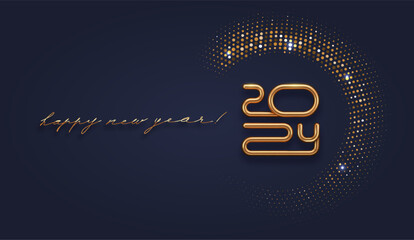 2024 new year luxury logo with shining golden halftone on black background. Vector illustration.