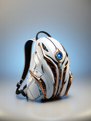 Futuristic backpack concept. Technology in your shoulders - obrazy, fototapety, plakaty