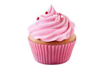 Pink cupcake isolated on transparent background