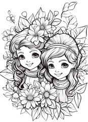 coloring page for kids, Set the stage with the centerpiece made with AI