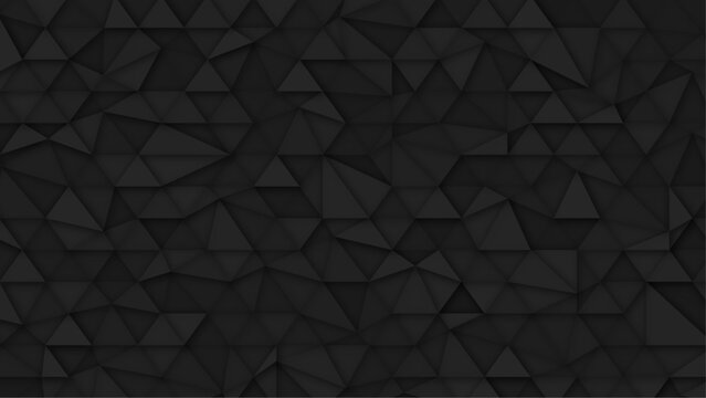 Polygonal shapes background, low poly triangles mosaic, black crystals backdrop, vector design wallpaper
