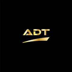 ADT initial letter logo on black background with gold color. modern font, minimal, 3 letter logo, clean, eps file for website, business, corporate company. Modern logo templet in illustrator.