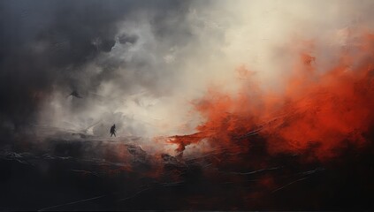 Dym unoszący się nad polem bitwy.  - obrazy, fototapety, plakaty