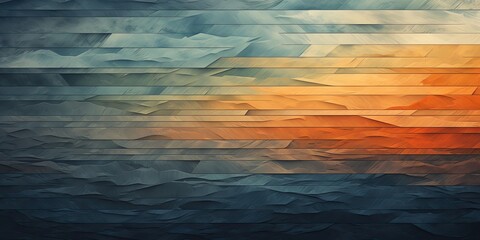 Pomarańczowy wschód słońca nad zamglonym oceanem.  - obrazy, fototapety, plakaty