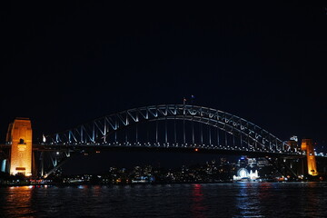 Fototapeta na wymiar Night View of Sydney Harbour Bridge in Sydney, Australia - オーストリア シドニー ハーバーブリッジ 夜景