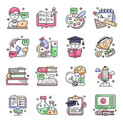 Pack of Education Flat Icons 

