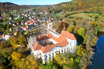 Monastery old Sazava building in the Czech Republic aerial view in HDR - 674557195